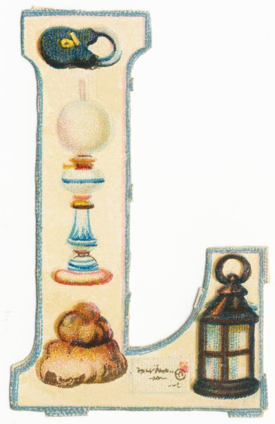 L: slot, lamp, veel, brief, lantaarn door Unknown artist