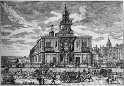 La Samaritaine, waterpomp gelegen op de Pont Neuf gravure uit de 17e eeuw. Gravure in 