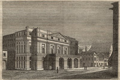 La Scala in Milaan - Uitzicht op het theater van La Scala in Milaan, Italië - (Teatro alla Scala Milano) - 1837 door Unknown artist