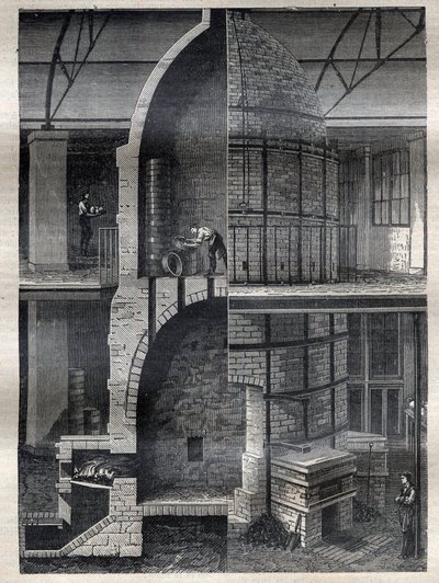 De vervaardiging van vazen in de fabriek van Sevres - Gravure in 