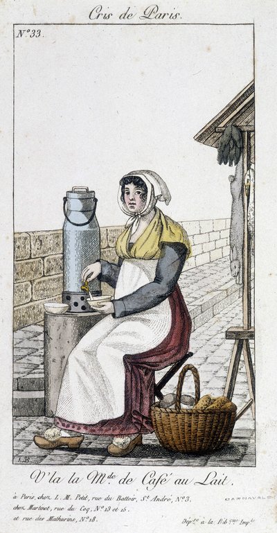 De koffie met melk verkoper - in "Cris de Paris" door Unknown artist