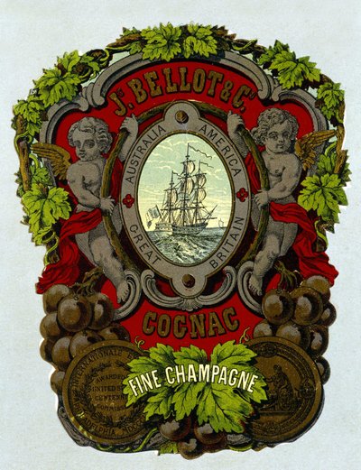 Etiket van "Bellot Cognac - Fine Champagne", 19e eeuw door Unknown artist