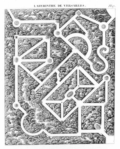 Doolhof van Versailles na "Essay on the composition and ornament of gardens" door Mr. Boitard. Parijs 1823. door Unknown artist