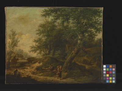 Landschap Met Cottage En Reizigers door Unknown artist