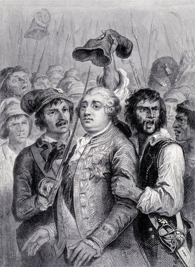 Het volk bij de Tuilerieën, kap Louis XVI van de Frygische muts, 20 juni door Unknown artist