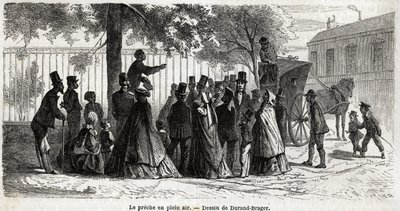 Le preche en plein air, in Londen door Unknown artist