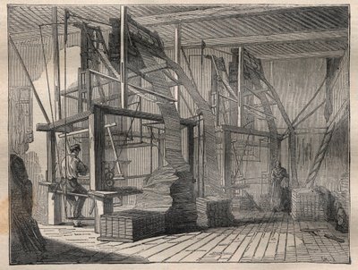 Het weven van zijde - Gravure in 