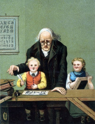 Schrijven leren - chromolithografie, eind 19e eeuw door Unknown artist