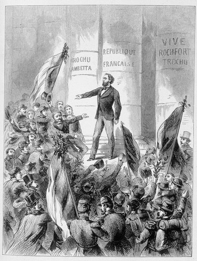 Leon Gambetta kondigt de proclamatie van de Republiek aan op 4 september door Unknown artist