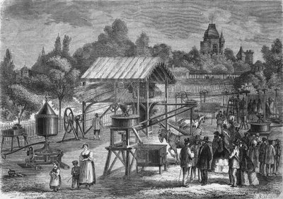 Landbouwmachines door de heer Joseph Pinet Jr., bouwer in Abilly (Indre et Loire) in 1865. door Unknown artist