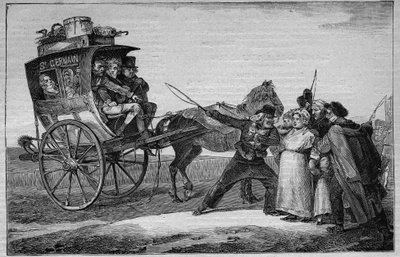 Les Omnibus de Paris in de 19e eeuw: De Koekoek - Gravure uit 1892 door Unknown artist