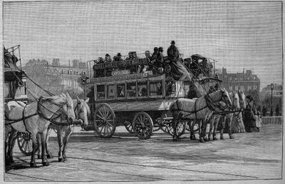 De Omnibussen van Parijs in de 19e eeuw: de moderne omnibus - gravure uit 1892 door Unknown artist