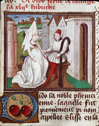 De liefdes van Dido, stichter van Carthago en Aeneas. Miniatuur uit 