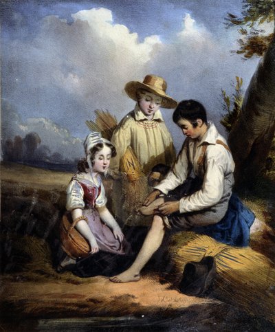 De kleine maaiers (een gewond aan de voet), ca. 1840 door Unknown artist