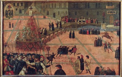 De executie van Girolamo Savonarola op de Piazza della Signoria in Florence in 1498 door Unknown artist