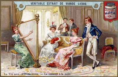 Leven onder het Directoire: romantiek in de mode. Chromo Liebig uit het einde van de 19e eeuw door Unknown artist