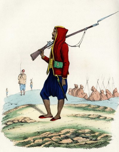 Lichte infanterie van Emir Abd-el-Kader, weerstand van het Franse leger van Afrika tijdens de expeditie naar Algiers in 1830. In 