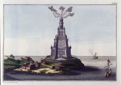 Vuurtoren van Alexandrië. Gravure uit het begin van de 19e eeuw door Unknown artist