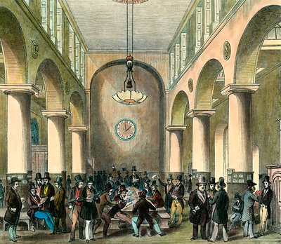 Londense beurs: Beurs in Londen in de 19e eeuw door Unknown artist