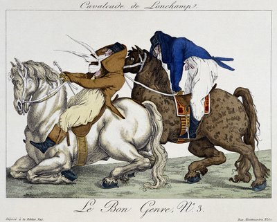 Longchamps Cavalcade - karikatuur, begin 19e eeuw door Unknown artist