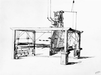 Weefgetouw - gravure door Unknown artist