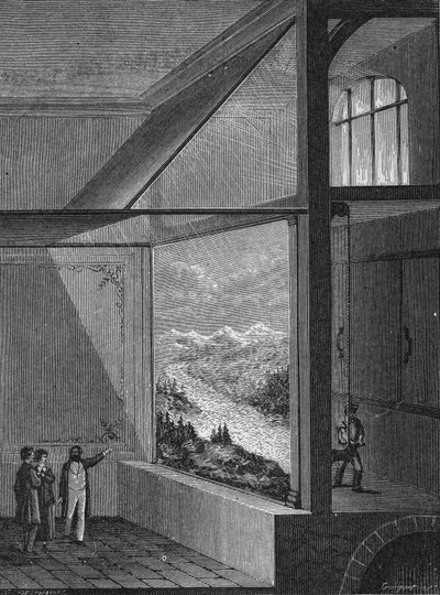 Louis Daguerre voerde een demonstratie uit van het diorama en de manier van schilderen door Unknown artist