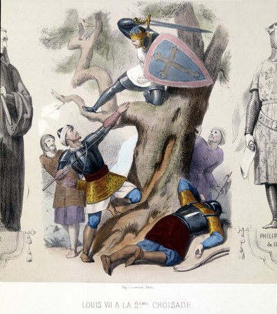 Lodewijk VII de jonge (1120/1180), Capetingen direct tijdens de 2e kruistocht (1147/1149). door Unknown artist