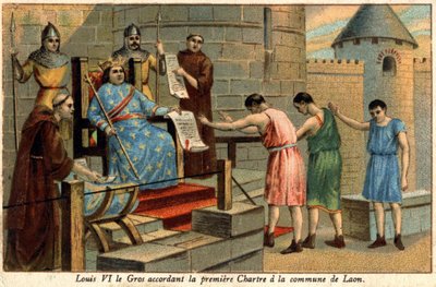 Lodewijk VI verleende het eerste handvest aan de gemeente Laon in 1128. door Unknown artist