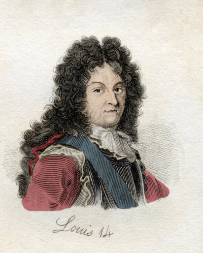 Lodewijk XIV (Louis Dieudonné 1638-1715) koning van Frankrijk en Navarra. Uit het boek Crabbs Historisch Woordenboek gepubliceerd in 1825 door Unknown artist