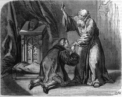 Lodewijk XI riep Sint Jan van Paule aan om hem te behandelen. door Unknown artist