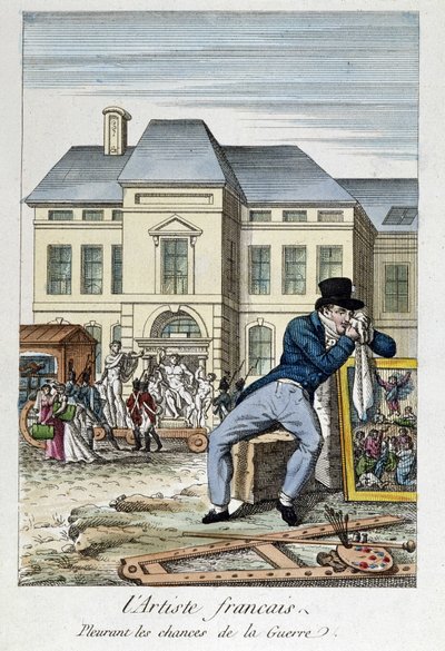Louvre: De Franse kunstenaar treurt om de kansen van oorlog, gravure uit de 19e eeuw door Unknown artist