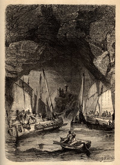 Grotten van Morgat - Zeegrotten van Morgat - Finistère - Bretagne - gravure in 