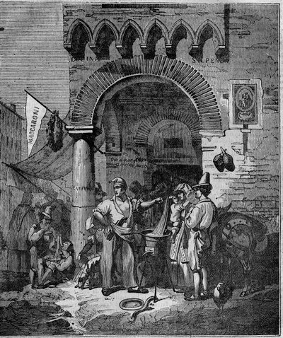 Macaroniverkoper in Napels in de 19e eeuw. door Unknown artist
