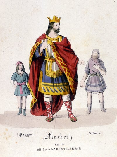 Macbeth personage in de gelijknamige opera door Giuseppe Verdi (1813 - 1901) naar het werk van William Shakespeare. 1847. Gravure door Unknown artist