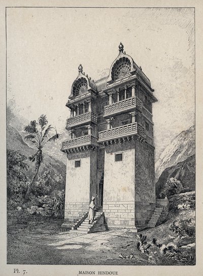 Hindoe huis - gravure van 1889 in 