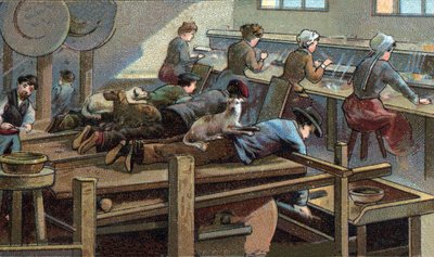 Messenfabricage, gietwerkplaats door Unknown artist