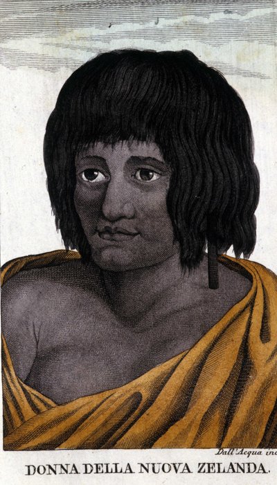 Maori vrouw uit Nieuw-Zeeland. Gravure uit het begin van de 19e eeuw. door Unknown artist