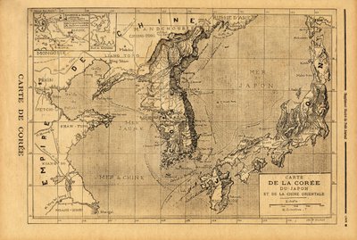 Kaart van Korea, Japan en Oost-China. Gravure in "Le petit journal" 3/09/1894. Selva