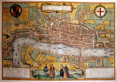 Kaart van Londen in de 16e eeuw door Unknown artist