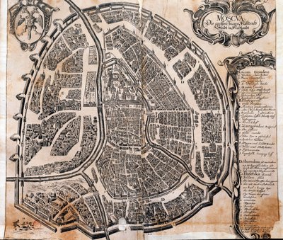 Kaart van de stad Moskou in Rusland in de 17e eeuw. door Unknown artist