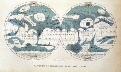 Kaart van de planeet Mars - in "Populaire astronomie" door Camille Flammarion, ed. Marpon & Flammarion door Unknown artist