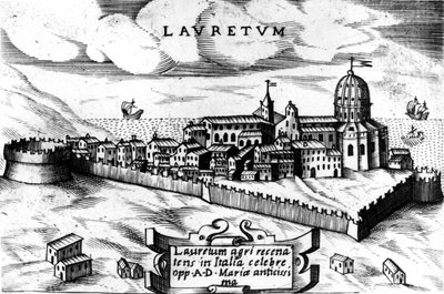 Kaart van de stad Loreto (Laurentum), gravure 16e eeuw. door Unknown artist