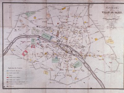 Kaart van de stad Parijs in 1840. door Unknown artist