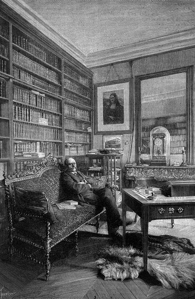 Marcellin Berthelot (1827-1907), Franse chemicus, in zijn praktijk. Gravure in 