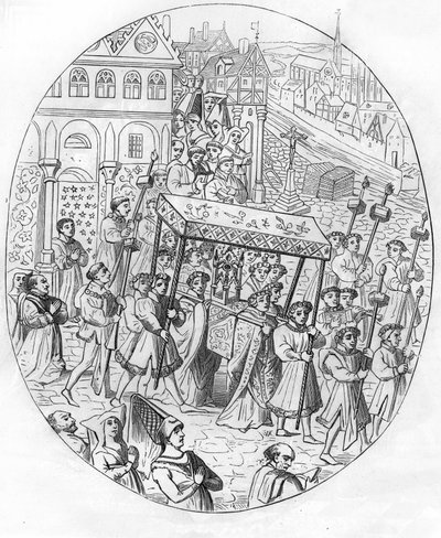 Optocht van een gilde van juweliers in de 15e eeuw door Unknown artist