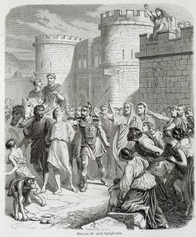 Martelaarschap van Sint Symphorien - in Histoire des popes, door Maurice Lachatre door Unknown artist