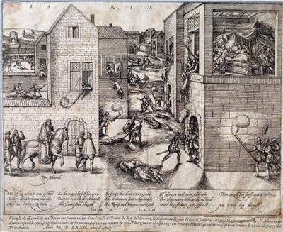 Bloedbad van Sint-Bartholomeüs in Parijs op de nacht van 24 augustus 1572 door Unknown artist