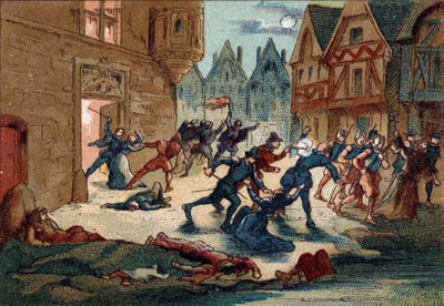 Bloedbad van Sint-Bartholomeüs, 24 augustus 1572 door Unknown artist