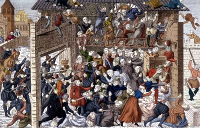 Bloedbad van Wassy (Vassy) op 1 maart 1562 onder François I van Lotharingen, 2e hertog van Guise (1519 - 1563) door Unknown artist