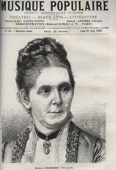 Mathilde Marchesi (1821-1913) Duitse mezzosopraan - gravure in 